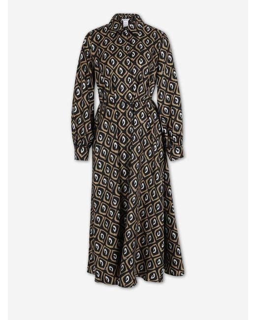 Max Mara Black Printed Midi Dress