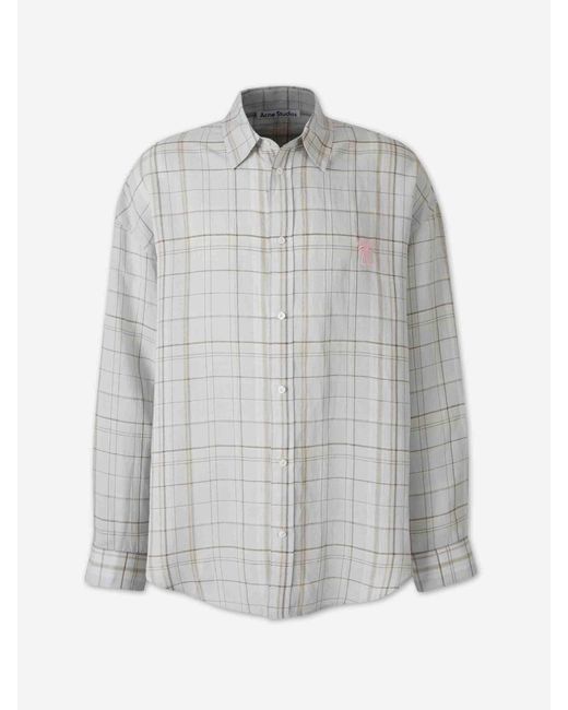 Acne Gray Plaid Pattern Shirt for men