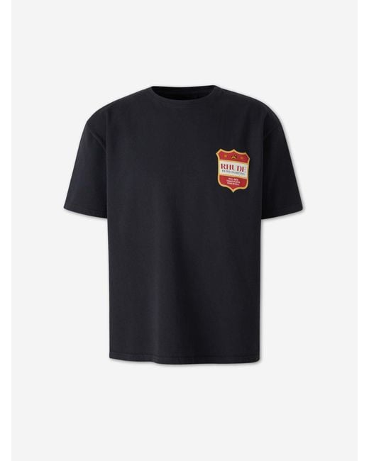 Rhude Black Round Neck T-Shirt for men