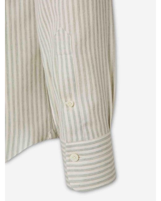 Santa Eulalia White Striped Cotton Shirt for men