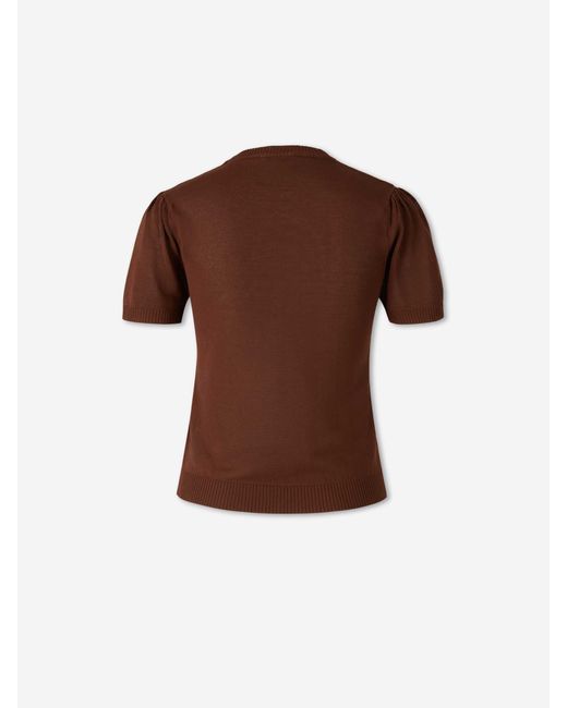 Ganni Brown Knit T-Shirt
