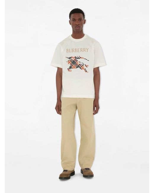 Burberry White Knight Motif T-Shirt for men