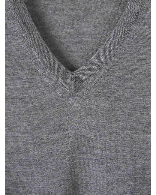 Santa Eulalia Gray Cashmere V-Neck Sweater for men
