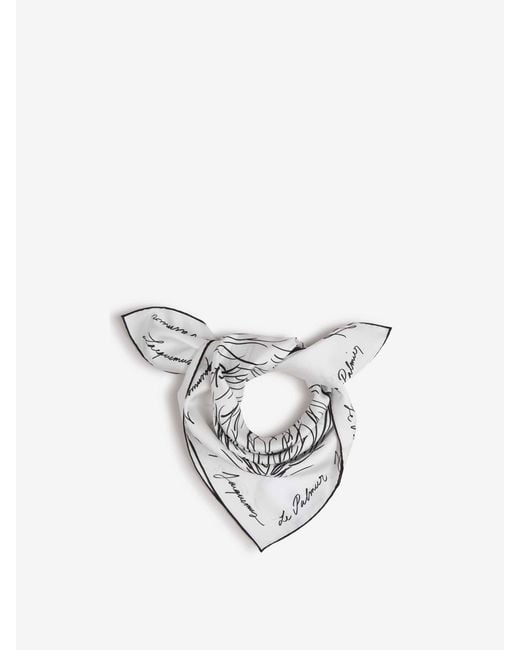 Jacquemus White Printed Silk Scarf for men