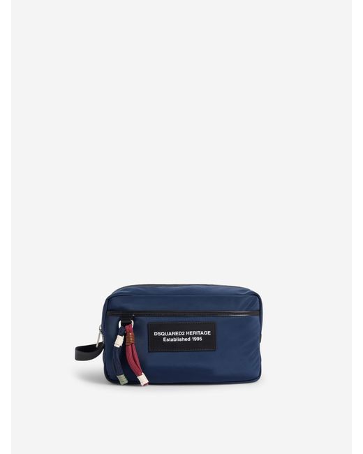 DSquared² Blue Heritage Polyester Toiletry Bag for men