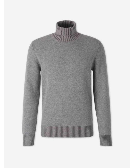 Gran Sasso Gray Cashmere Turtleneck Sweater for men