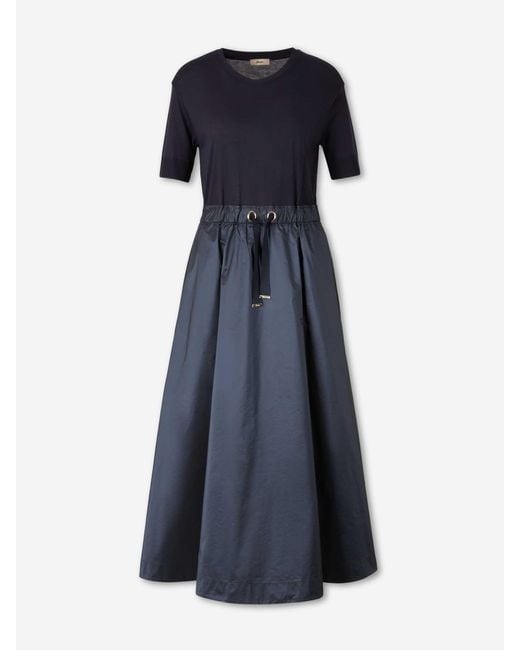 Herno Blue Taffeta Midi Dress