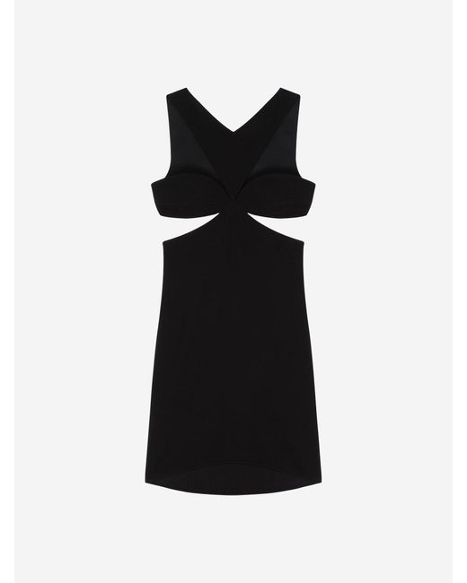 Robe à découpes en crêpe et satin avec détail en strass Givenchy en coloris Black