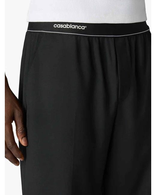 Casablanca Black Woolen Sports Trousers for men