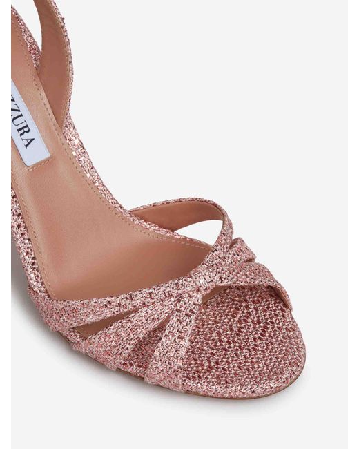 Aquazzura Pink Tati Metallic Sandals