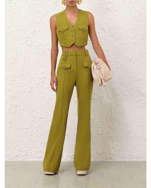 Zimmermann Green Flared Luna Pants