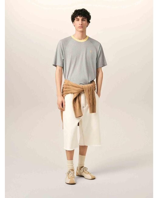 AMI Gray Round Neck T-Shirt for men