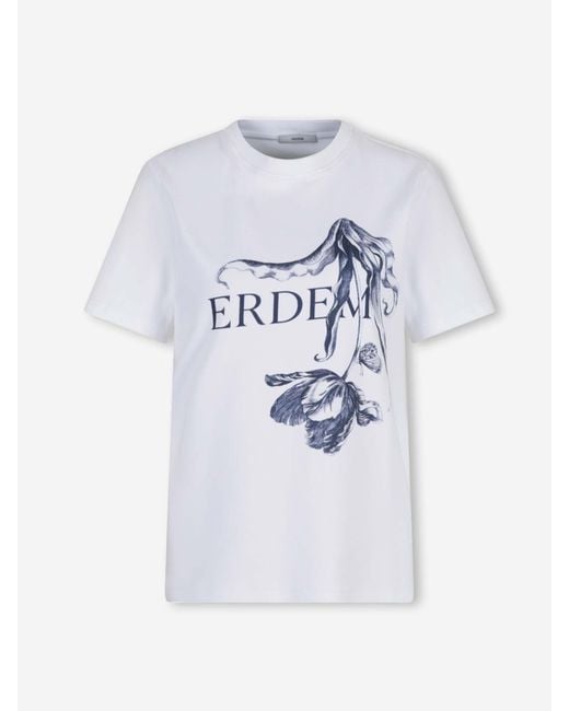 Erdem White Round Neck T-Shirt
