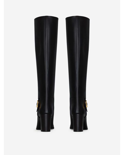 Saint Laurent Black Leather Julia 70 Boots