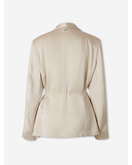 Herno Natural Satin Blazer With Bow