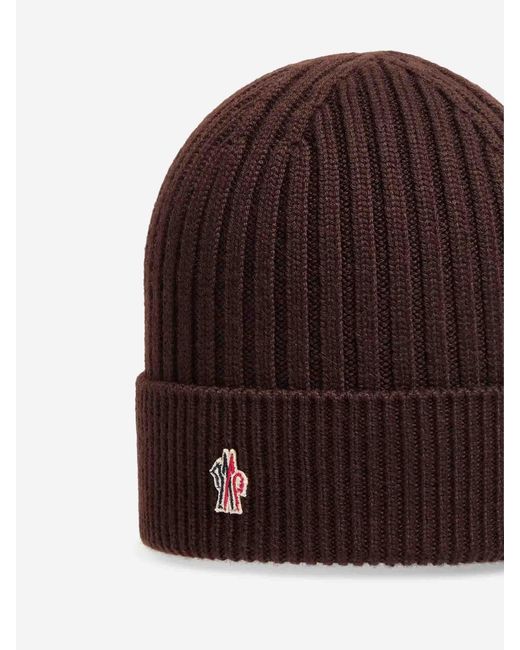 Moncler Brown Knitted Woolen Hat for men