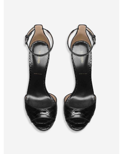 Tom Ford Black Python Heel Sandals