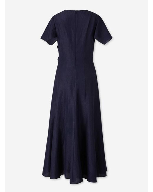 Roland Mouret Blue Draped Midi Dress