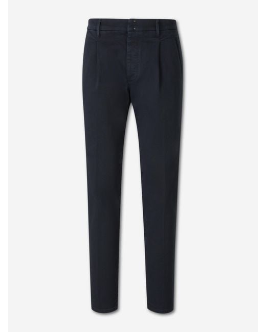 Incotex Blue Straight Twill Trousers for men