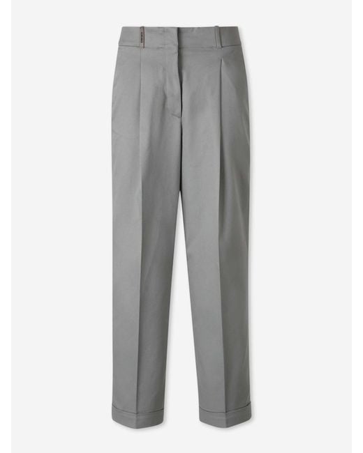 Peserico Gray Satin Dress Pants