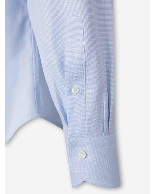 Canali Blue Micro Print Cotton Shirt for men