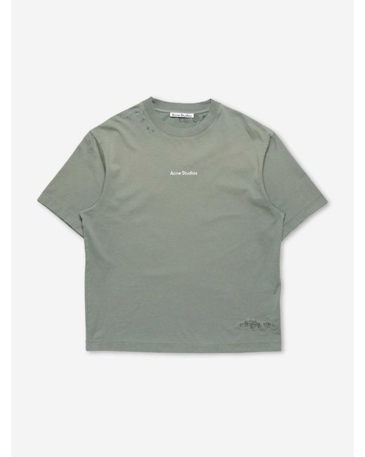 Acne Green Distressed Effect T-Shirt for men