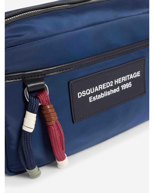 DSquared² Blue Heritage Polyester Toiletry Bag for men