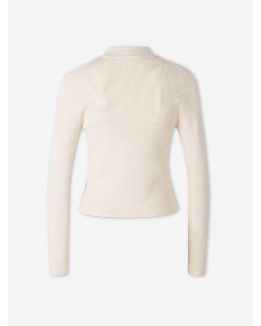 Victoria Beckham White Cardigan With Shirt Collar
