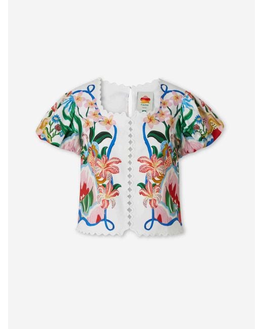 Farm Rio White Short Sleeve Blouse