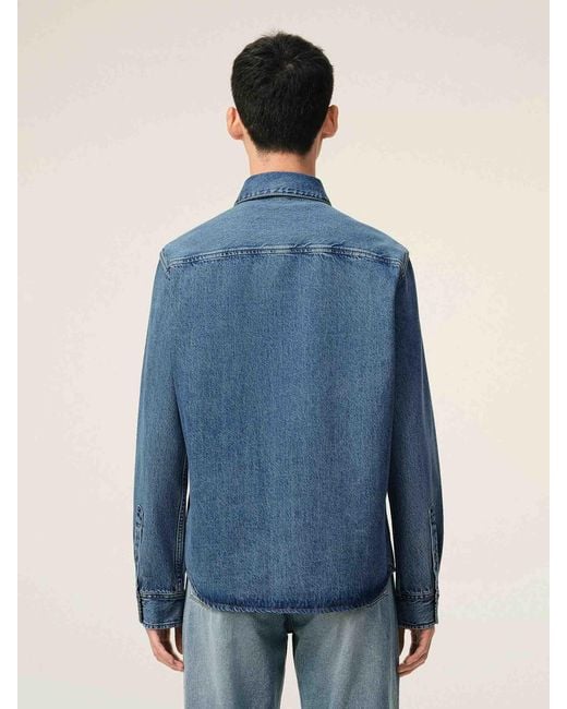 AMI Blue Casual Denim Shirt for men