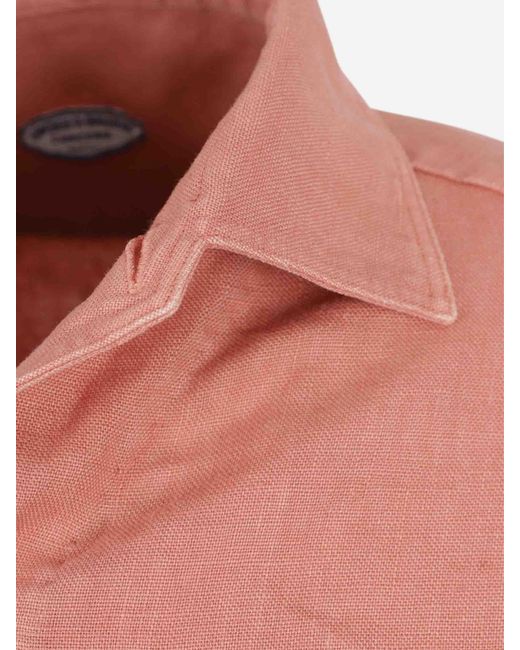 Vincenzo Di Ruggiero Pink Plain Linen Shirt for men