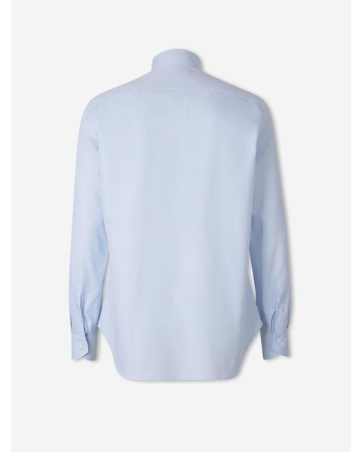 Canali Blue Plain Cotton Shirt for men