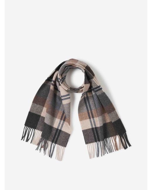 Santa Eulalia Natural Checkered Wool Scarf for men