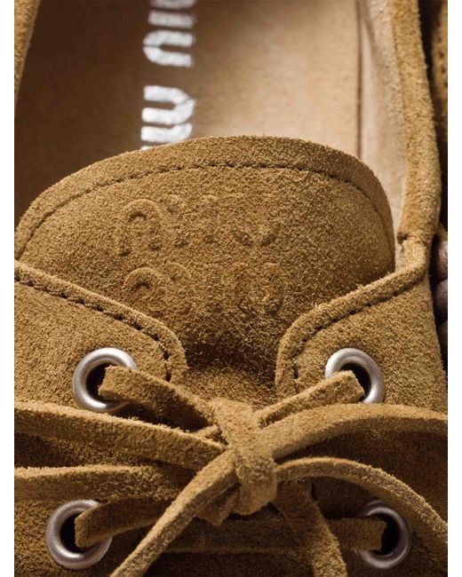 Miu Miu Gray Deck Suede Loafers
