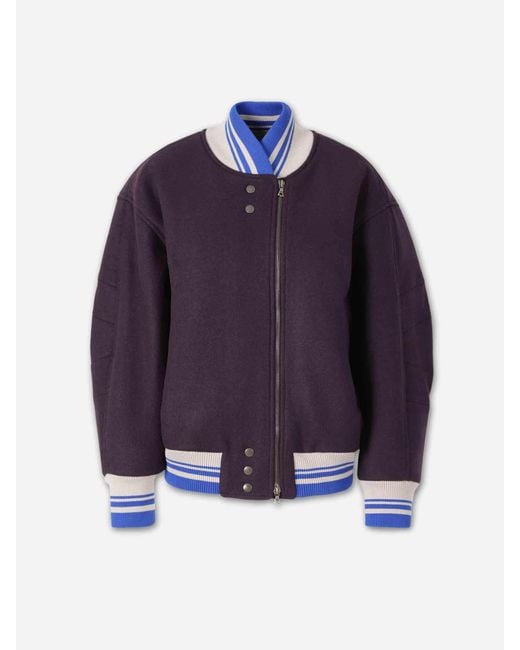 Dries Van Noten Blue Wool Viscose Bomber Jacket