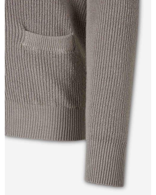 Brunello Cucinelli Gray Cotton Knit Cardigan for men