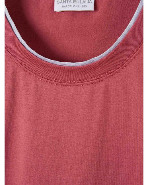 Santa Eulalia Pink Contrast Trim T-Shirt for men