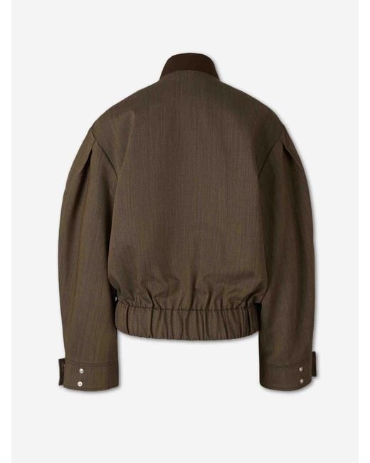 Ganni Brown Wool Bomber Jacket