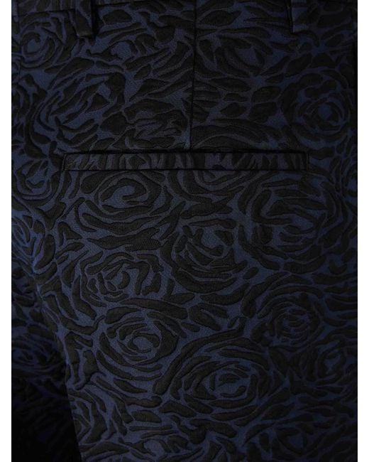 Dries Van Noten Blue Floral Straight Leg Trousers