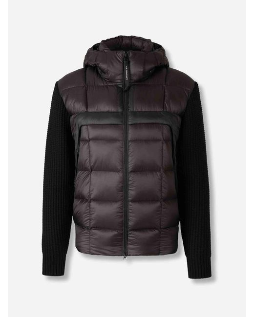 C P Company Black Padded Zipper Cardigan for men