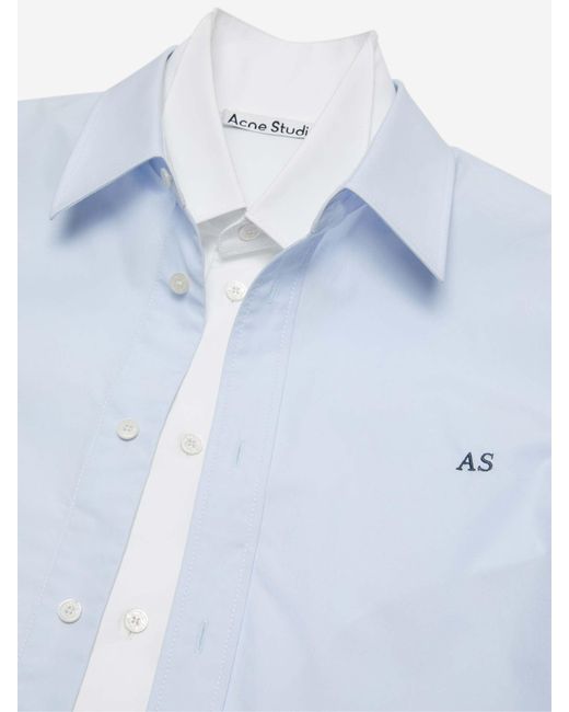 Acne Blue Cotton Layered Shirt for men
