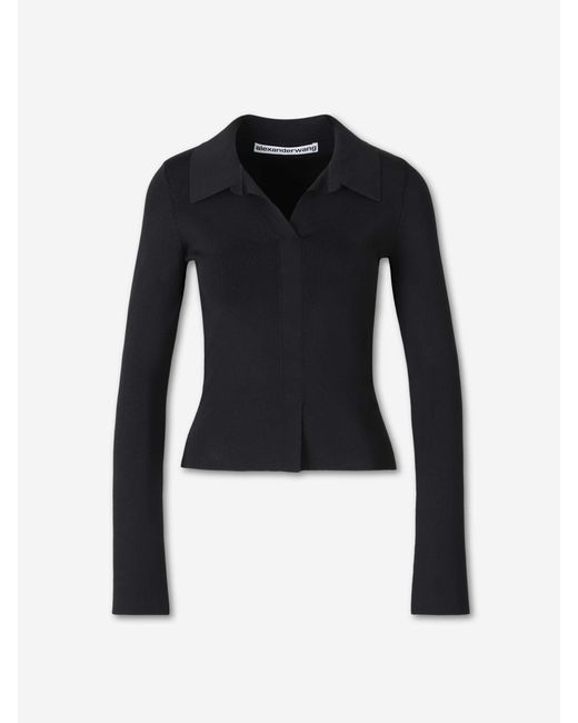 Alexander Wang Blue Fine Jersey With Polo Collar