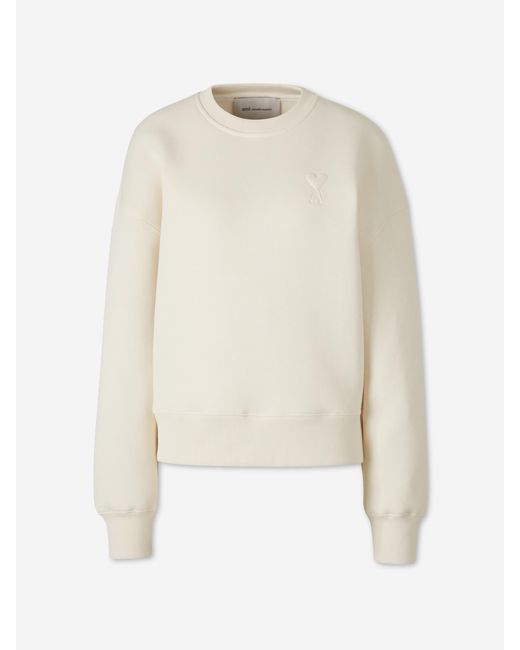 AMI White Crew Neck Sweatshirt