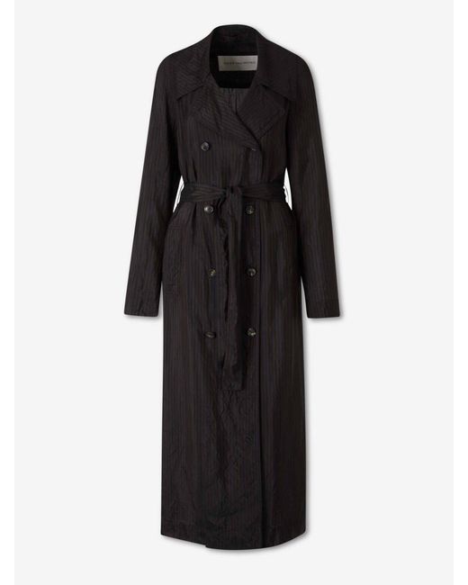 Dries Van Noten Black Cupro Fine Trench Coat