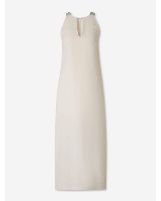 Peserico White Linen Suspenders Dress