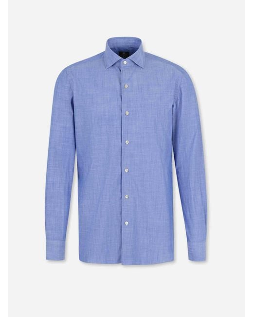 Luigi Borrelli Napoli Blue Long Sleeve Shirt for men