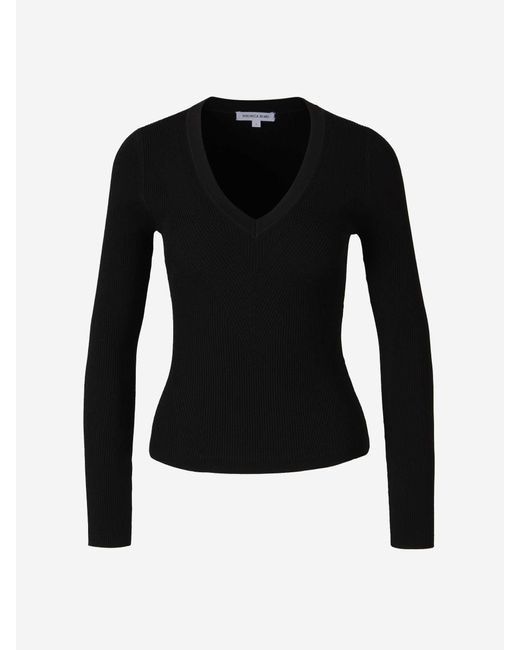 Veronica Beard Black Gerippter Strickpullover