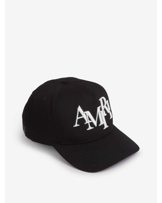 Amiri Black Staggered Logo Cap for men