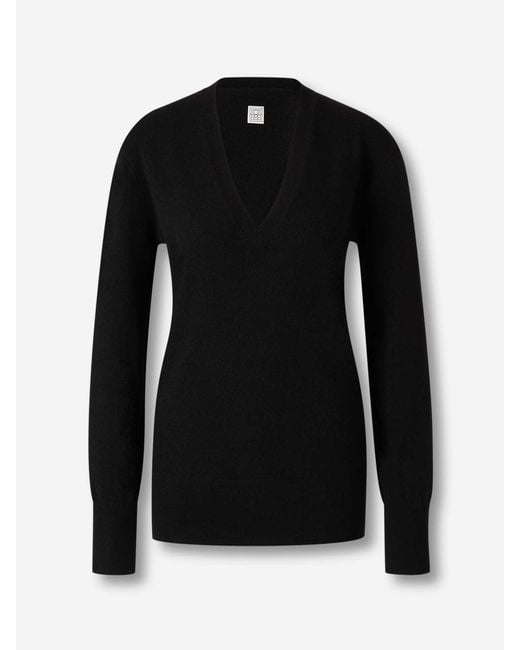 Totême Black V-Neck Sweater