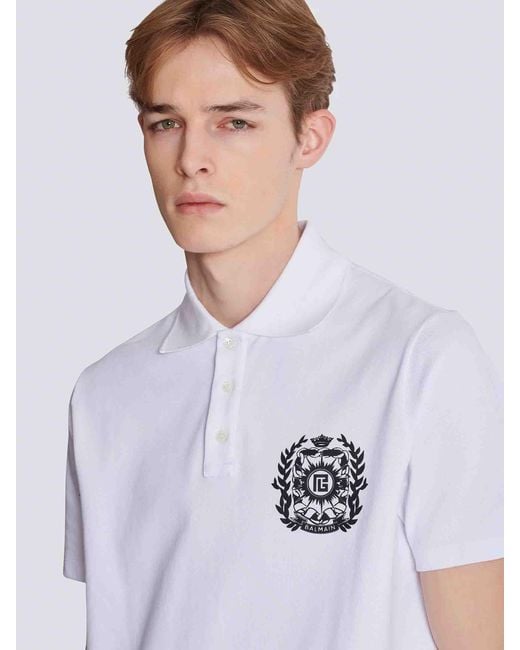 Polo Logo Estampado Balmain de hombre de color White